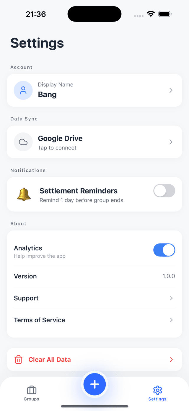 Màn hình cài đặt ứng dụng